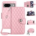 thumbnail image 1 of SaniMore Case for Google Pixel 8A, PU Leather 3D Lattice Stylish for Girls Crossbody Lanyard Flip Kickstand Card Slots Cash Pocket Magnetic Clasp Full Body Protective Shockproof Wallet Shell, Pink, 1 of 9