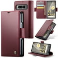thumbnail image 1 of SaniMore Case for Google Pixel Fold (7.6" 2023), [3 Card Holder] Folio PU Leather Skin, [RFID Blocking] Stand Flip Case Wireless Charging [TPU Shockproof Interior Phone Cover] - Wine, 1 of 11