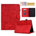 thumbnail image 1 of SaniMore Case for Kindle (6" 11th Generation, 2022 Release) (Model No. C2V2L3), PU leather Embossed Tree with Auto Sleep/Wake Pen Holder Card Slots Flip Folio Wallet Business Cover, Red, 1 of 10