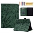 thumbnail image 1 of SaniMore Case for Kindle (6" 11th Generation, 2022 Release) (Model No. C2V2L3), PU leather Embossed Tree with Auto Sleep/Wake Pen Holder Card Slots Flip Folio Wallet Business Cover, Green, 1 of 9