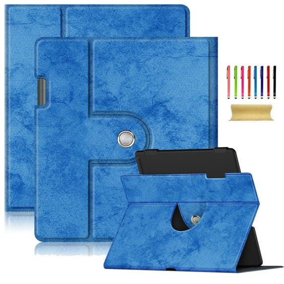 SaniMore Case for Kindle Scribe 10.2 inch (2022 Release), 360° Rotating Swivel Stand Anti-slip Strip PU Leather Luxury Pattern Full-body Protective Shockproof Anti-drop Shell, Blue