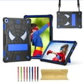 thumbnail image 1 of SaniMore Case for Lenovo Tab M10 10.1 inch 3rd Generation TB-328F, Screen Protector & Shoulder Strap & Hidden Bracket & Pen Slot Heavy Duty Protective Shockproof Hybird Shell, Black+Blue, 1 of 6