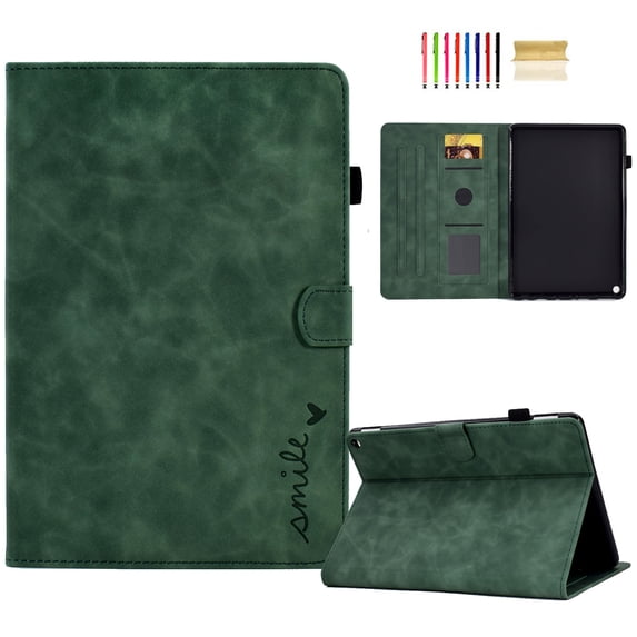SaniMore Case for Lenovo Tab M10 10.1 inch 3rd Generation TB-328F, Wear-resistanrt PU Leather Soft TPU Back Auto Wake/Sleep Card Slots Pen Holder Kickstand Magnetic Full Protective Wallet Cover, Green
