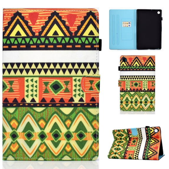 SaniMore Case for Lenovo Tab M10 Plus 3rd Gen 10.6 inch 2022 TB-125F/128F, Auto Wake/Sleep Pen/Card Holder Stand Dual Angle PU Leather TPU Back Color Painting Magnetic Protective Shell, Ethnic Style