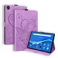 thumbnail image 1 of SaniMore Case for Lenovo Tab M10 Plus 3rd Gen 10.6 inch 2022 TB-125F/128F, PU Leather Embossed Butterfly Shockproof TPU Back Card/Pen Holder Anti-slip Stand Full Protective Wallet Cover, Purple, 1 of 8