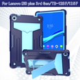 thumbnail image 1 of SaniMore Case for Lenovo Tab M10 Plus 3rd Gen 10.6 inch 2022 TB-125F/128F, Shockproof Silicone Backplane Rugged PCRotating Stand Pen Holder Anti-drop Heavy Duty Protective Cover, Navy+Blue, 1 of 5
