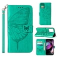 thumbnail image 1 of SaniMore Case for Motorola Moto G 5G (6.5" 2023), PU Leather Skin with Luxury Embossed Butterfly [Wrist Strap & Card Slots & Flip Kickstand] Full-body Shockproof Business Wallet Cover, Green, 1 of 7