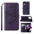 thumbnail image 1 of SaniMore Case for Motorola Moto G 5G (6.5" 2023), PU Leather Skin with Luxury Embossed Butterfly [Wrist Strap & Card Slots & Flip Kickstand] Full-body Shockproof Business Wallet Cover, Purple, 1 of 7