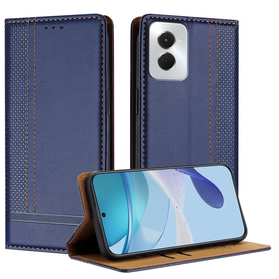 SaniMore Case for Motorola Moto G Power 5G 2024, Wear-resistant PU Leather Retro Durable TPU Shell Flip Folio Stand, Full Body Protection Magnetic Clasp Business Shell, Blue