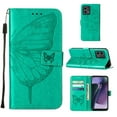 thumbnail image 1 of SaniMore Case for Motorola Moto G Stylus 2023 (6.5"), PU Leather Skin with Luxury Embossed Butterfly [Wrist Strap & Card Slots & Flip Kickstand] Full-body Shockproof Business Wallet Cover, Green, 1 of 4