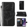 thumbnail image 1 of SaniMore Case for Motorola Moto G Stylus 2023 (6.5"), PU Leather Skin with Luxury Embossed Butterfly [Wrist Strap & Card Slots & Flip Kickstand] Full-body Shockproof Business Wallet Cover, Black, 1 of 4