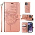 thumbnail image 1 of SaniMore Case for Motorola Moto G Stylus 5G 2023 (6.6"), PU Leather Skin with Luxury Embossed Butterfly [Wrist Strap & Card Slots & Flip Kickstand] Full-body Shockproof Business Wallet Cover, Rosegold, 1 of 6