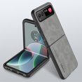 thumbnail image 1 of SaniMore Case for Motorola Razr 40 (2023), Luxury PU Leather Lens Protection Metal Hidden Bracket Slim Lightweight Shockproof Anti-fall Bumper Drop Resistant Shell for Motorola Razr 40 - Gray, 1 of 10