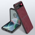 thumbnail image 1 of SaniMore Case for Motorola Razr 40 (2023), Luxury PU Leather Lens Protection Metal Hidden Bracket Slim Lightweight Shockproof Anti-fall Bumper Drop Resistant Shell for Motorola Razr 40 - Winered, 1 of 10