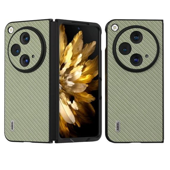 SaniMore Case for One Plus Open/Oppo Find N3 (2023), Carbon Fibre Cover, Classic Fashion Ultra Slim Lightweight Shockproof Anti-drop Camera Lens Protection Anti-scratch Shell, Green