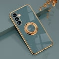 thumbnail image 1 of SaniMore Case for Samsung A15, Shockproof TPU Backplane + Eletric Plating Border 360 Degree Rotating Ring/Holder Stand Feature Magnetic Car Mount Anti-drop Heavy Duty ProtectIve Cover, Gray, 1 of 9