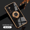 thumbnail image 1 of SaniMore Case for Samsung A34 5G, Shockproof TPU Backplane + Eletric Plating Border 360 Degree Rotating Ring/Holder Stand Feature Magnetic Car Mount Anti-drop Heavy Duty ProtectIve Case, Black, 1 of 10