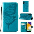 thumbnail image 1 of SaniMore Case for Samsung Galaxy A05 (6.7" 2023), PU Leather Full-body Protective Cover with Luxury Embossed Butterfly [Wrist Strap & Card Slots & Flip Kickstand] Shockproof Wallet Cover, Blue, 1 of 10