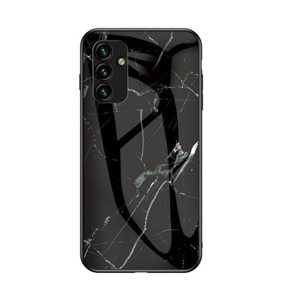 SaniMore Case for Samsung Galaxy A05 6.7" 2023, Transparent Glass & TPU Bumpers 3-Layer Shock Absorbing Lightweight Marble Glass Full Body Protective Shell for Samsung A05, Black