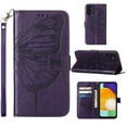 thumbnail image 1 of SaniMore Case for Samsung Galaxy A05S (6.7" 2023), PU Leather Skin with Luxury Embossed Butterfly [Wrist Strap & Card Slots & Flip Kickstand] Full-body Shockproof Business Wallet Cover, Purple, 1 of 10