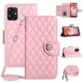 thumbnail image 1 of SaniMore Case for Samsung Galaxy A05S, PU Leather 3D Lattice Stylish for Girls Crossbody Lanyard Flip Kickstand Card Slots Cash Pocket Magnetic Clasp Full Protective Shockproof Wallet Shell, Pink, 1 of 9