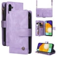 thumbnail image 1 of SaniMore Case for Samsung Galaxy A13 5G 6.5" 2021, PU Leather Zipper Wallet Cover [RFID Blocking] Card Slot Magnetic Clsap Flip Folio with Wrist/Crossbody Strap Kickstand Full Protective Cover,Purple, 1 of 18