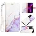 thumbnail image 1 of SaniMore Case for Samsung Galaxy A13 5G 6.5" 2021 Release, PU Leather Case Luxury Marble Wireless Charigng Hand Rope Fashion Folding Case for Girls Women for Samsung Galaxy A13 5G 2021, White/Purple, 1 of 6