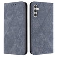 thumbnail image 1 of SaniMore Case for Samsung Galaxy A14 5G 6.6" 2023, [Card Slots + Cash Pocket + Removeable Wrist Strap] PU Leather Embossed Totem Girly Kickstand 360° All-around Protective Wallet Shell, Gray, 1 of 6