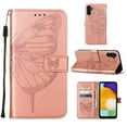 thumbnail image 1 of SaniMore Case for Samsung Galaxy A14 5G (6.6" 2023), PU Leather Full-body Protective Cover with Luxury Embossed Butterfly [Wrist Strap & Card Slots & Flip Kickstand] Shockproof Wallet Cover, Rosegold, 1 of 10