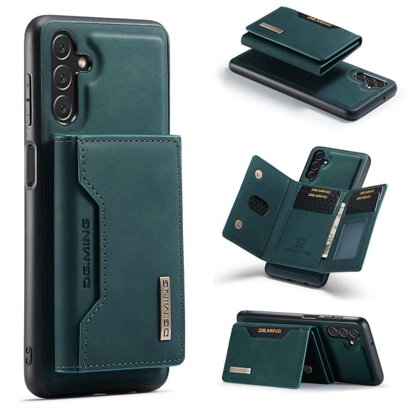 SaniMore Case for Samsung Galaxy A14 5G 6.6" 2023, Retro PU Leather Case Soft TPU Inner Detachable Magnetic Folding Card Pocket Flip Kickstand Anti-drop Shockproof Protectiive Cover, Green
