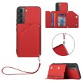 thumbnail image 1 of SaniMore Case for Samsung Galaxy A14 5G with Detachable Wrist Strap, [Flip Wallet & Card Slots & Flip Kickstand] PU Leather Wear-resistant Shockproof Anti-fall Luxury Cover, Red, 1 of 6