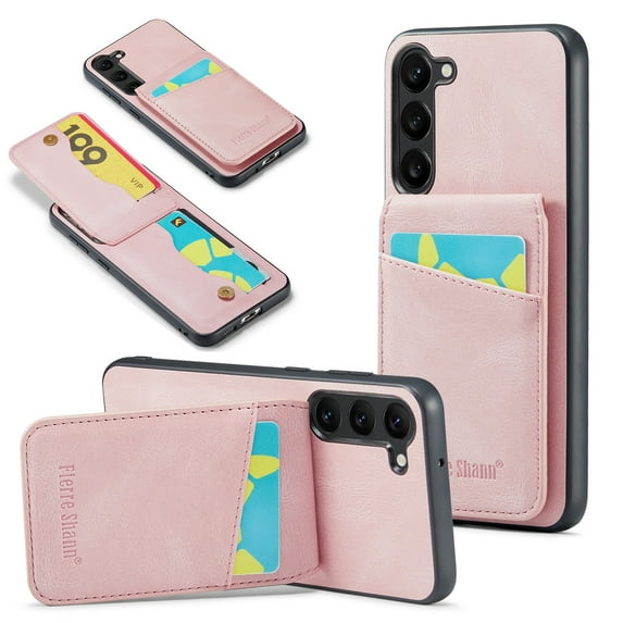 SaniMore Case for Samsung Galaxy A15 6.5" 2023 with RFID Blocking Card Holder & Flip Kickstand, PU Leather Shockproof Anti-fall Protective Retro Durable Cover for Men Women, Pink