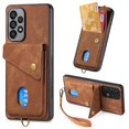 thumbnail image 1 of SaniMore Case for Samsung Galaxy A15, [Flip Card Slot Design Kickstand] Removeable Wrist Strap Magnetic Car Mount Wear-resistant PU Leather Skin Shockproof Anti-drop Shell, Brown, 1 of 9