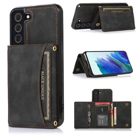 SaniMore Case for Samsung Galaxy A15, [Flip Wallet with Card Slots] [Kickstand] [Shockproof & Anti-fall] Wear-resistant Retro PU Leather Rugged Cover For Samsung Galaxy A15, Black