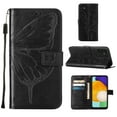 thumbnail image 1 of SaniMore Case for Samsung Galaxy A24 (2023), PU Leather Full-body Protective Cover with Luxury Embossed Butterfly [Wrist Strap & Card Slots & Flip Kickstand] Shockproof Wallet Cover, Black, 1 of 10