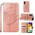 thumbnail image 1 of SaniMore Case for Samsung Galaxy A24 (2023), PU Leather Skin with Luxury Embossed Butterfly [Wrist Strap & Card Slots & Flip Kickstand] Full-body Shockproof Business Wallet Cover, Rosegold, 1 of 10
