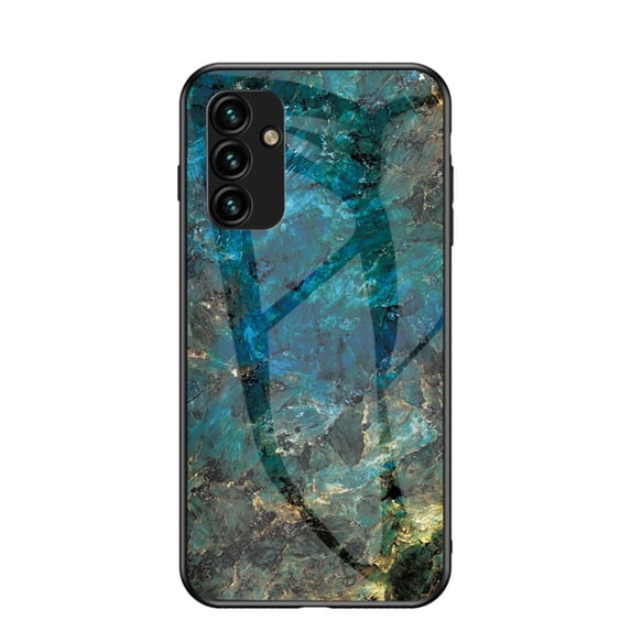 SaniMore Case for Samsung Galaxy A24 6.5" 2023, Transparent Glass & TPU Bumpers 3-Layer Shock Absorbing Lightweight Marble Glass Full Body Protective Shell for Samsung A24, Emerald Green