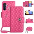 thumbnail image 1 of SaniMore Case for Samsung Galaxy A25, PU Leather 3D Lattice Stylish for Girls Crossbody Lanyard Flip Kickstand Card Slots Cash Pocket Magnetic Clasp Full Protective Shockproof Wallet Shell, Rose, 1 of 9