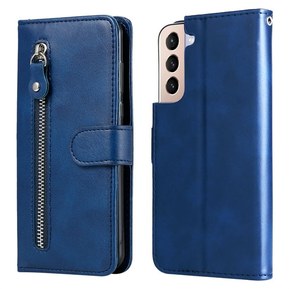 SaniMore Case for Samsung Galaxy A34 5G 2023, Zipper Wallet Pocket Caed Slots Retro PU Leather Shockproof Drop-proof Flip Kickstand All-around Protective Shell For Samsung Galaxy A34 5G, Blue