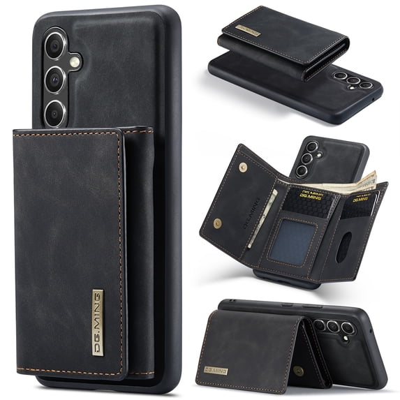 SaniMore Case for Samsung Galaxy A34 5G 6.6" 2023, PU Leather Case Soft TPU Inner Detachable Magnetic Folding Wallet Card Slots Kickstand Anti-drop Shockproof 360°Protection Cover, Black