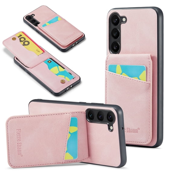 SaniMore Case for Samsung Galaxy A34 5G 6.6" 2023 with RFID Blocking Card Holder & Flip Kickstand, PU Leather Shockproof Anti-fall Protective Retro Durable Cover for Men Women, Pink