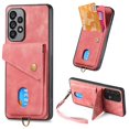 thumbnail image 1 of SaniMore Case for Samsung Galaxy A35, [Flip Card Slot Design Kickstand] Removeable Wrist Strap Magnetic Car Mount Wear-resistant PU Leather Skin Shockproof Anti-drop Shell, Pink, 1 of 9
