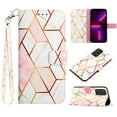 thumbnail image 1 of SaniMore Case for Samsung Galaxy A53 5G 6.5" 2022 Release, PU Leather Case Luxury Marble Wireless Charigng Hand Rope Fashion Folding Case for Girls Women for Samsung Galaxy A53 5G 2022, Pink/White, 1 of 6