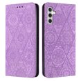 thumbnail image 1 of SaniMore Case for Samsung Galaxy A54 5G 6.4" 2023, [Card Slots + Cash Pocket + Removeable Wrist Strap] PU Leather Embossed Totem Girly Kickstand 360° All-around Protective Wallet Shell, Purple, 1 of 5