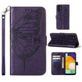 thumbnail image 1 of SaniMore Case for Samsung Galaxy A54 5G (6.4" 2023), PU Leather Skin with Luxury Embossed Butterfly [Wrist Strap & Card Slots & Flip Kickstand] Full-body Shockproof Business Wallet Cover, Purple, 1 of 10