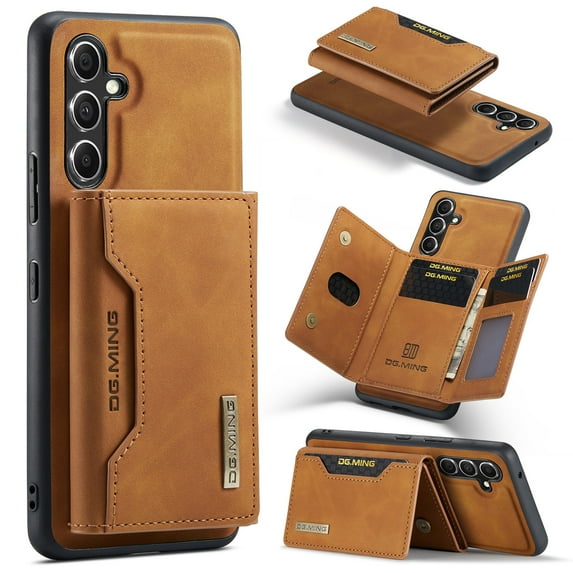 SaniMore Case for Samsung Galaxy A54 5G 6.4" 2023, Retro PU Leather Case Soft TPU Inner Detachable Magnetic Folding Card Pocket Flip Kickstand Anti-drop Shockproof Protectiive Cover, Brown