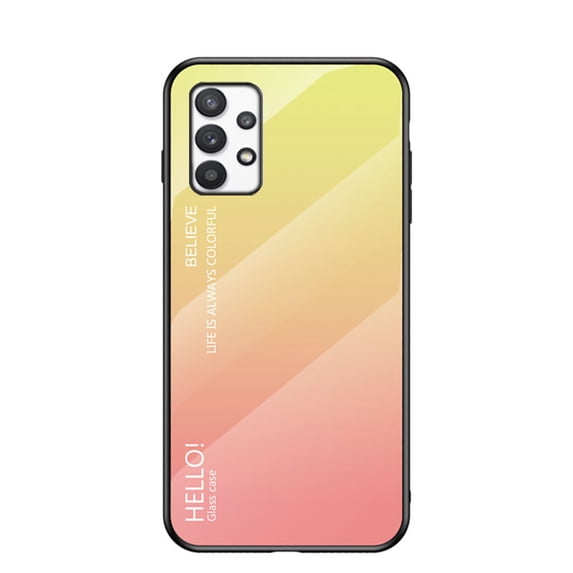 SaniMore Case for Samsung Galaxy A73 5G 6.7" 2022, Rugged PC Back & TPU Bumpers 3-Layer Shock Absorbing Ultra-Thin Gradient Glass Anti-Fall Shock Absorption Shell for Samsung A73 5G, Yellow