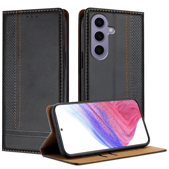 SaniMore Case for Samsung Galaxy S20, Wear-resistant PU Leather Retro Durable TPU Shell Flip Folio Stand, Full Body Protection Magnetic Clasp Business Shell, Black