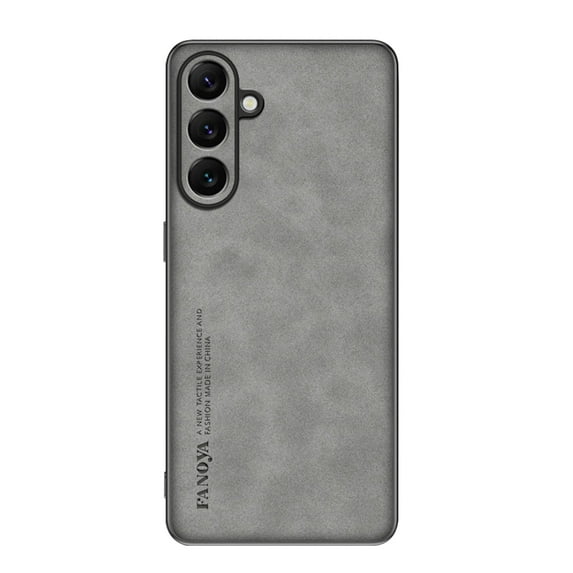 SaniMore Case for Samsung Galaxy S21 FE (2021), Luxury PU Leather Lens Protection Metal Hidden Bracket Slim Lightweight Shockproof Anti-fall Bumper Drop Resistant Shell for Samsung S21 FE - Gray