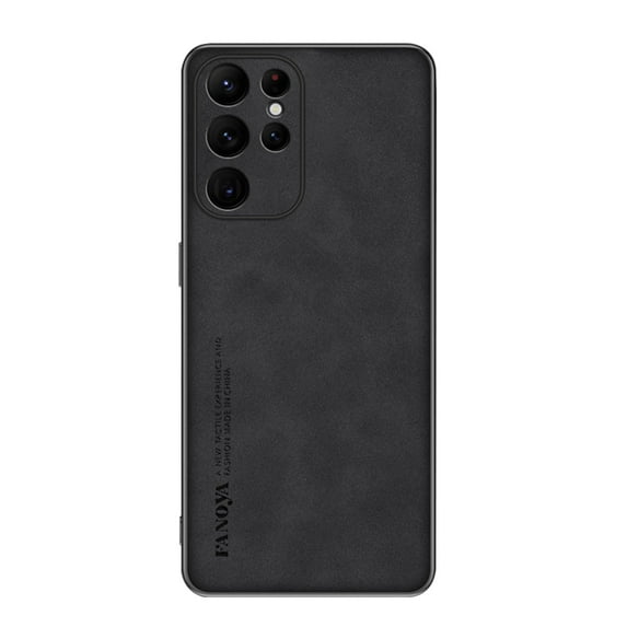 SaniMore Case for Samsung Galaxy S21 Ultra (2021), Luxury PU Leather Lens Protection Metal Hidden Bracket Slim Lightweight Shockproof Anti-fall Bumper Drop Resistant Shell for S21 Ultra - Black